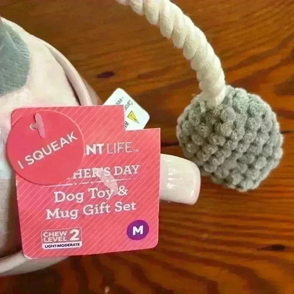 Mother's Day Dog/Animal Squeaky Toy And Mug For Mom Pink And Gray - Picture 4 of 5